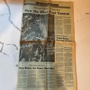 Vintage San Francisco Sporting Green Newspaper First super Bowl victory